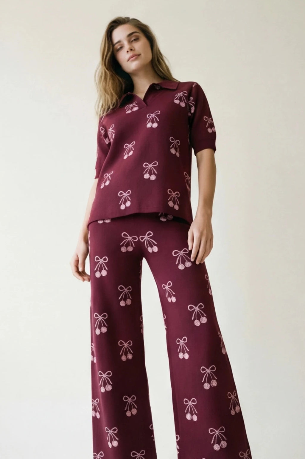 Set Cherry Bow Burgundy