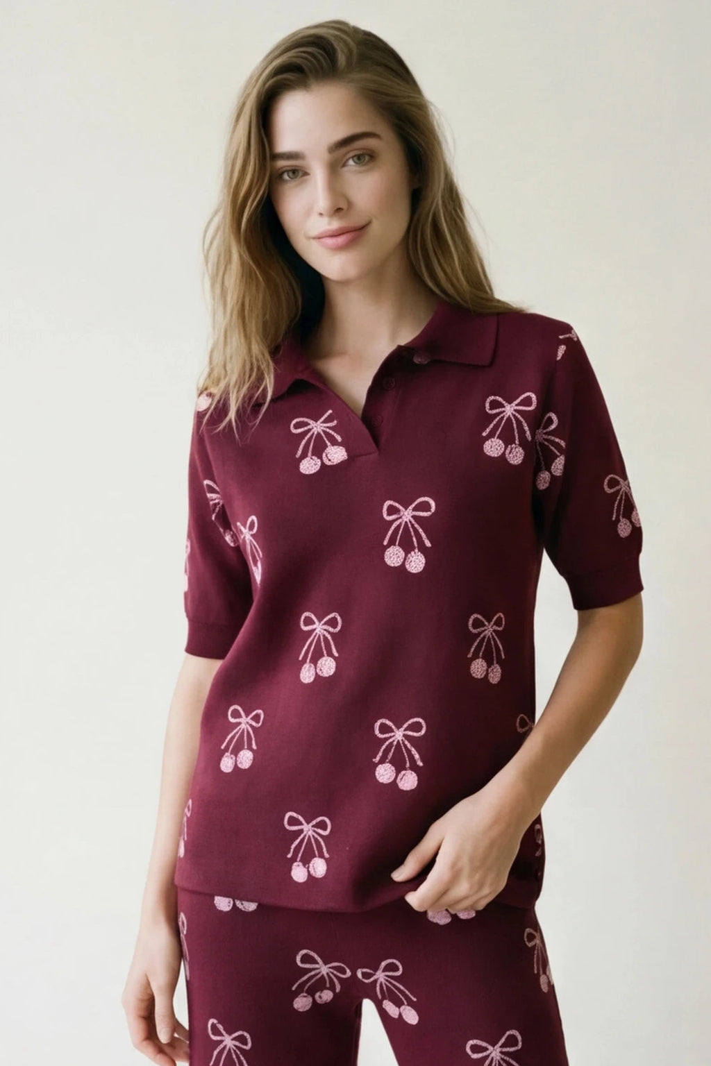 Set Cherry Bow Burgundy