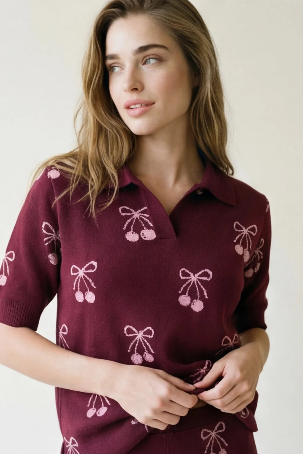 Set Cherry Bow Burgundy