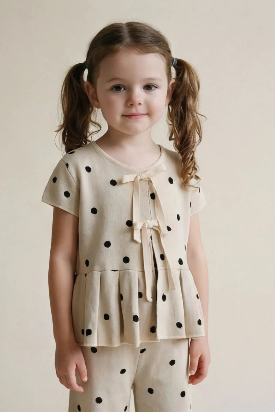 Set Bow Polkah Kids Beige