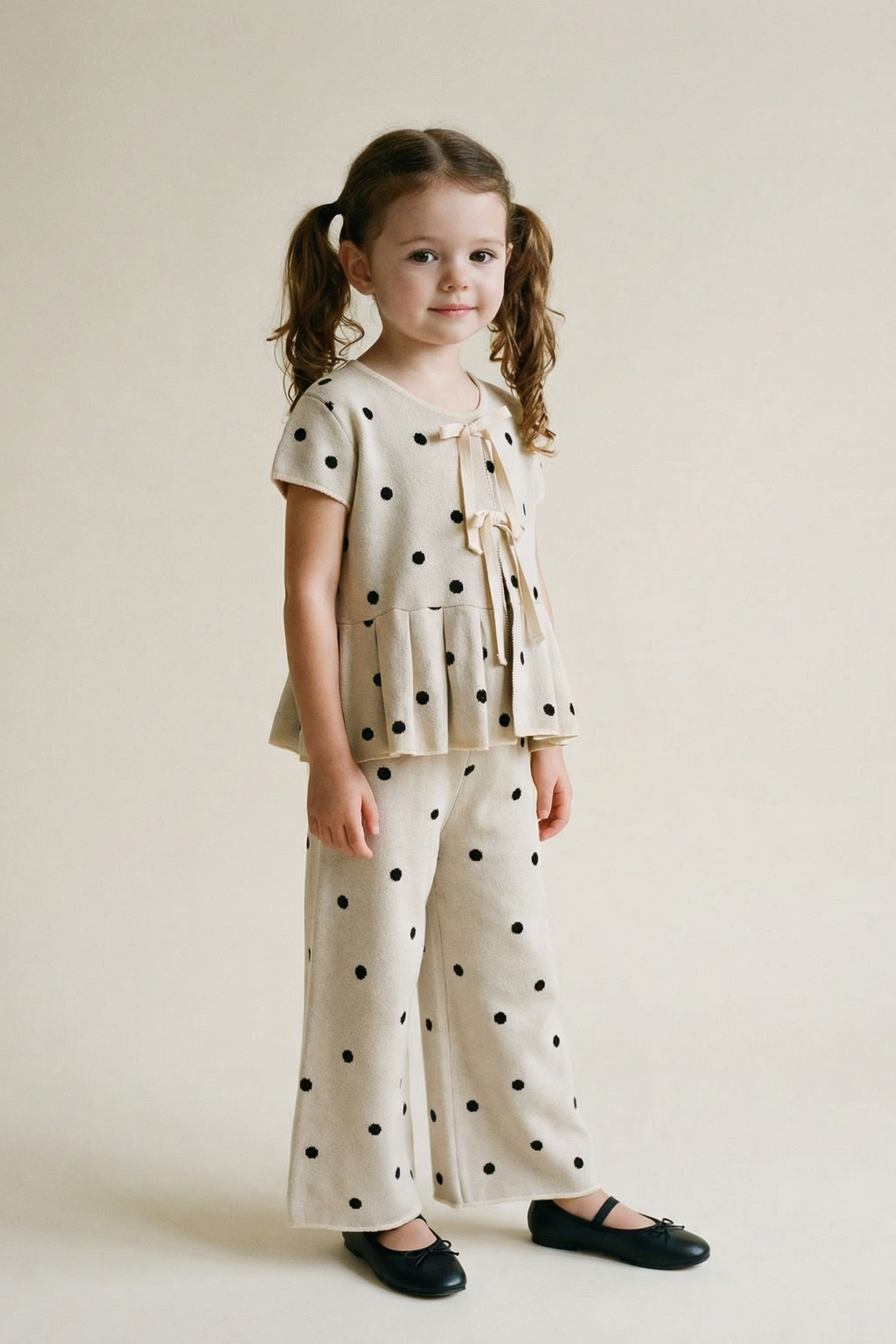 Set Bow Polkah Kids Beige
