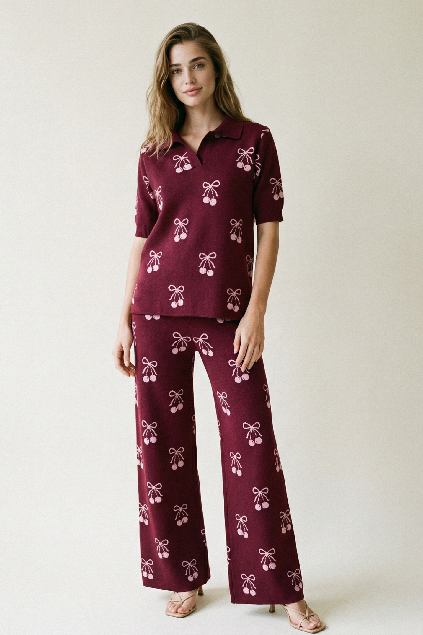 Set Cherry Bow Burgundy