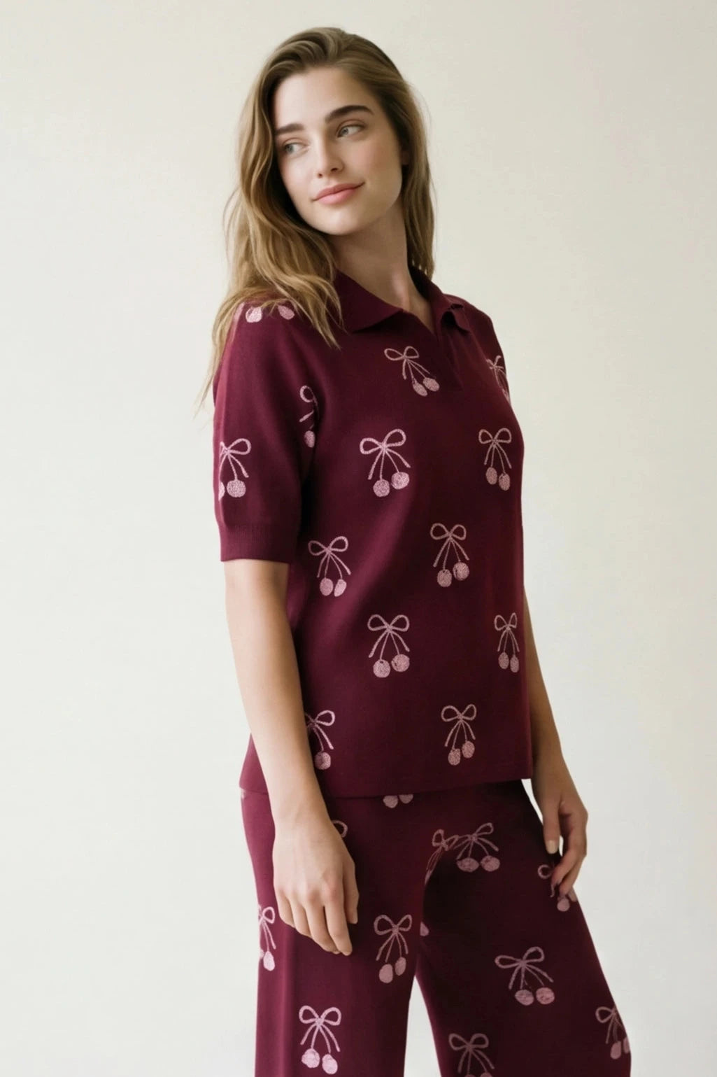 Set Cherry Bow Burgundy